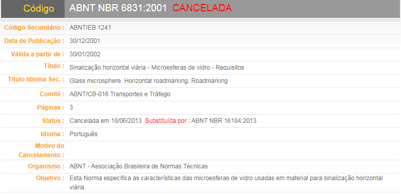ABNT NBR 6831-2001   CANCELADA